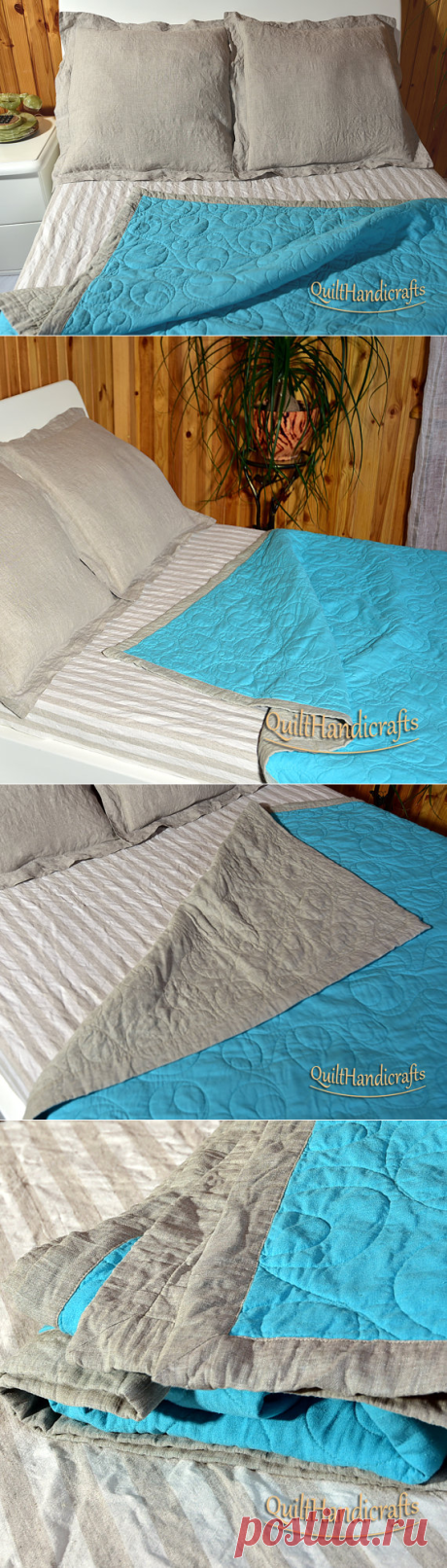 Flax King size quilts Double sided quilt by QuiltHandicrafts