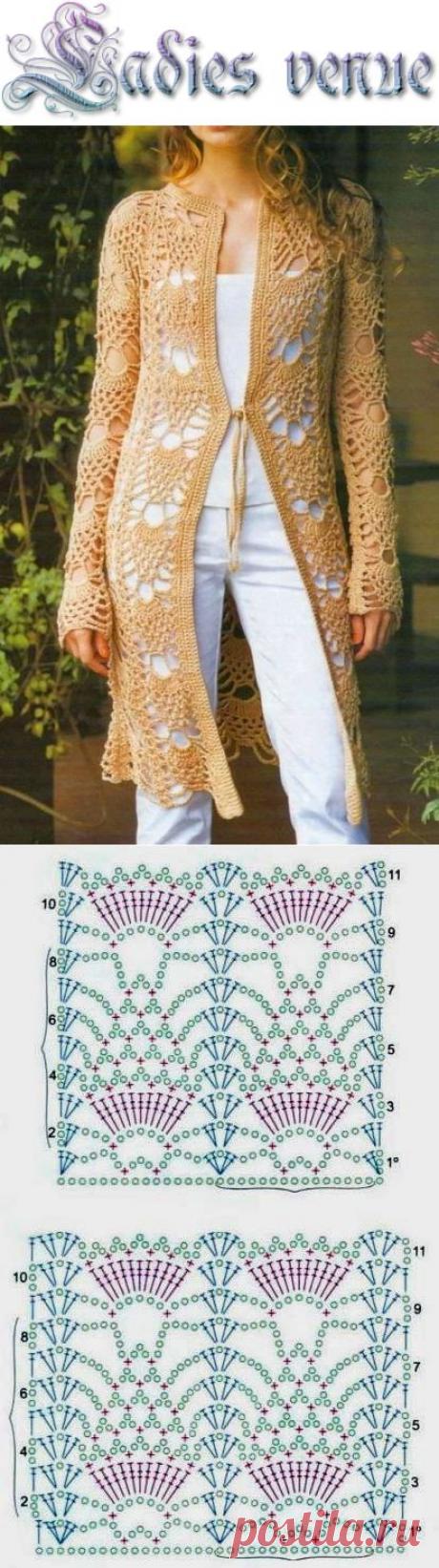 Вязание крючком, схемы: кардиган крючком | Ladiesvenue