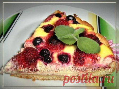 Простой пирог с творогом и клубникой | Домовёнок-Арт