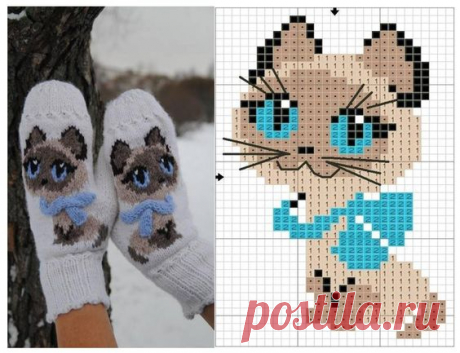 Руковички с котенком))) Прелесть!!!