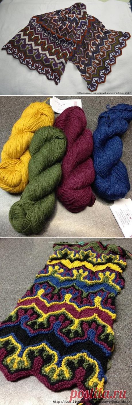 Жаккардовые узоры Fox Paws (Лисьи лапы) от XANDY PETERS с примерами цветовых решений (программа)