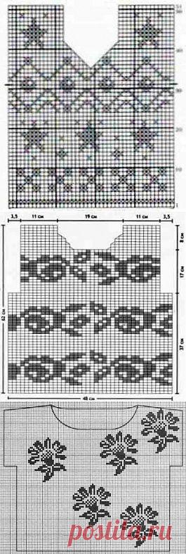 Филейное вязание, еще топы