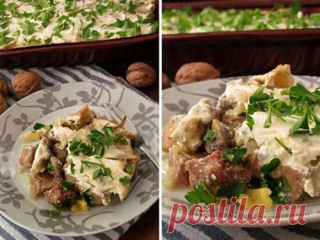 Язык по-чеченски 
Очень вкусное блюдо из языка с присущим Кавказским колоритом!!! Скажу честно, что вкуснее языка я еще не ела!!! Теперь буду его готовить только так! Вся фишка в сметанном соусе с орехами, получается …