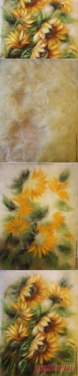 Фотообзор по живописи шерстью. Рисуем "Подсолнухи" - Ярмарка Мастеров - ручная работа, handmade