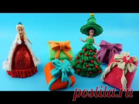 PLay Doh Noel Costume Design Vs Gifts 🎁🎄 Dress Up for Disney Princess Frozen Elsa & Snow White