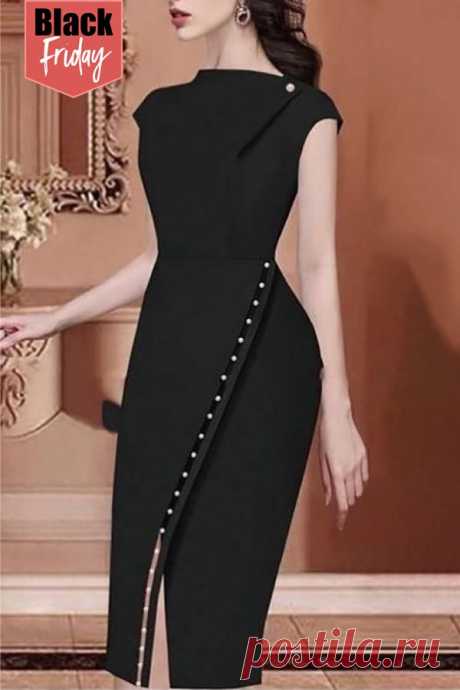 65% Off, Beading Embellished Irregular Midi Dress