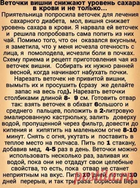 Веточки вишни снижают уровень сахара в крови и не только...