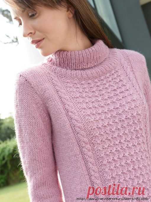 Свитер спицами.
