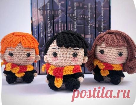 Бесплатный мастер-класс по вязанию Персонажи из Гарри Поттера крючком: Гарри, Гермиона, Рон. Автор описания - неизвестен. 🧶Схемы вязания игрушек IRINELY.ART🧵