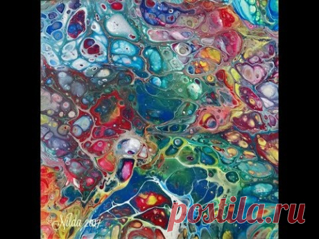 (29) Cell Heaven, Big Cells, no torch, 4 colors DecoArt Premium Paints, large cells