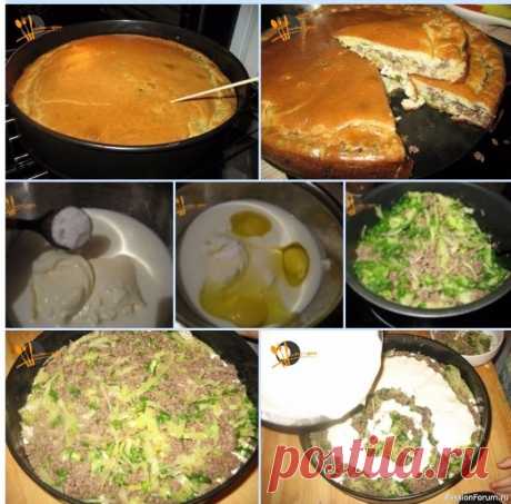 Нежный пирог с капустой и мясом Ингредиенты:капуста свежая- половинка маленького кочанчика350 - 400 грамм фарша говяжьего ( можно и куринного ) какой нравитсясоль приправы по вкусузелень свежая1 стакан кефира1 стакан майонеза3 яйца1 чайная ложка соды или пакетик разрыхлителя8 столовых ложек муки (с горкой)масло для...