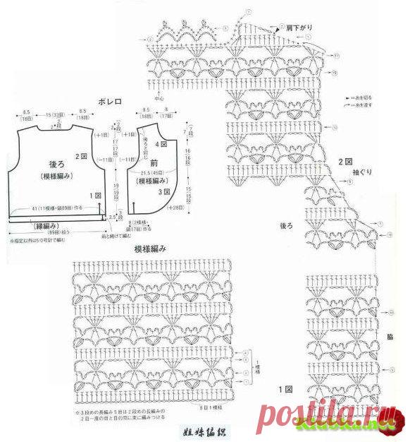 Ажурный жакет крючком. / Вязание крючком / Женская одежда крючком. Схемы.
