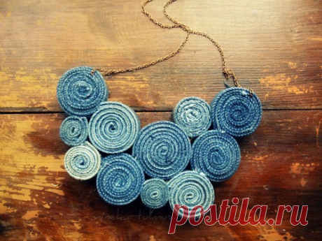 Recycled Levis Jean Bib Necklace No9 by LoveandDream on Etsy