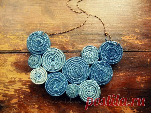 Recycled Levis Jean Bib Necklace No9 by LoveandDream on Etsy