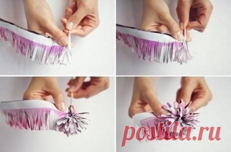 Не выбрасывайте старые журналы, из них получаются очень яркие и красивые цветочки