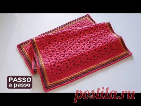Tapete Belga  - Tapete retangular de crochê passo a passo