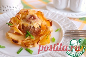 Картофельные розы с мясными шариками - кулинарный рецепт