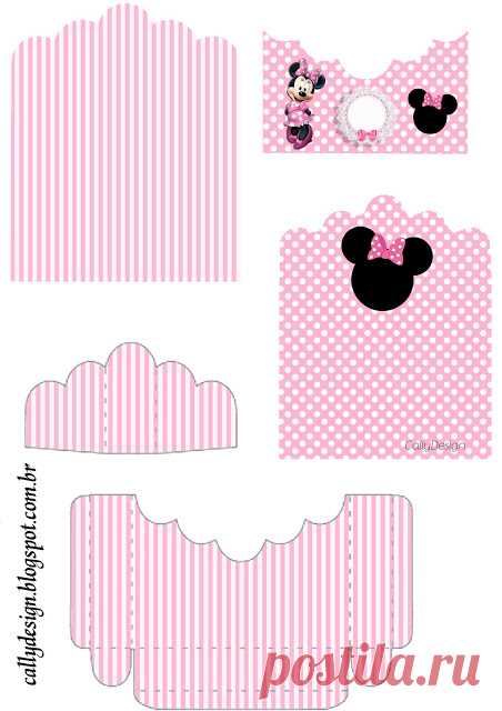 Minnie con Rayas Rosa: Soporte para Golosinas para Imprimir Gratis. | Ideas y material gratis para fiestas y celebraciones Oh My Fiesta!