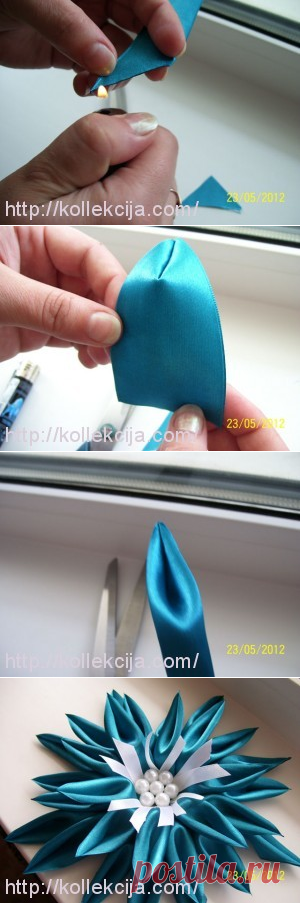 Как сделать георгин канзаши. Автор Любовь Макарова. | Своими руками — интернет журнал