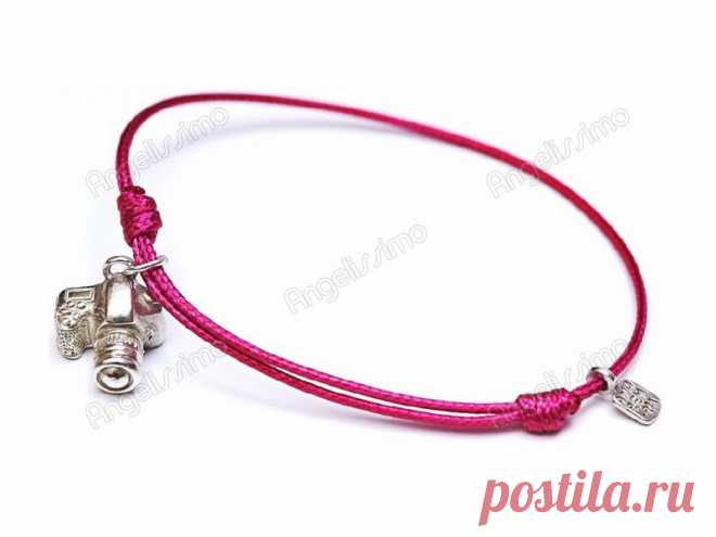 Веревочный браслет с подвеской "Фотоаппарат" от Amorem