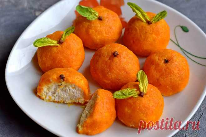 Закуска Мандарины из курицы, сыра и моркови