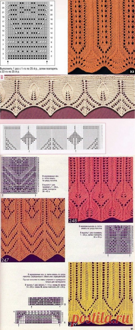 Ажурный край спицами + схемы | razpetelka.ru
