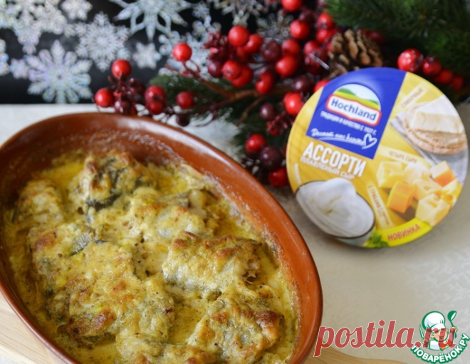 Минтай под пряным сырно-сливочным соусом – кулинарный рецепт