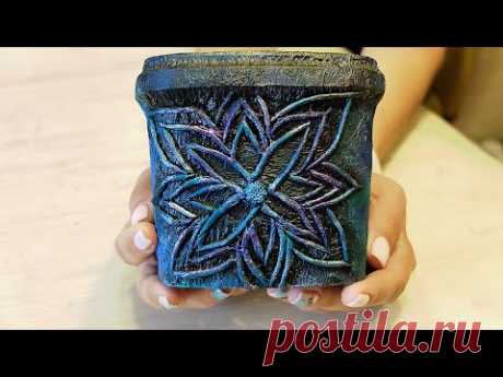 Flower pot made of napkins and buckets / DIY decor - YouTube