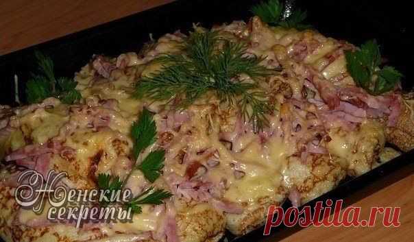 Фаршированные блины, запеченные под сыром