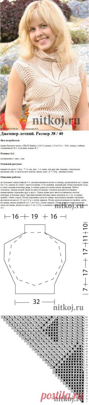 Джемпер женский спицами » Ниткой - вязаные вещи для вашего дома, вязание крючком, вязание спицами, схемы вязания