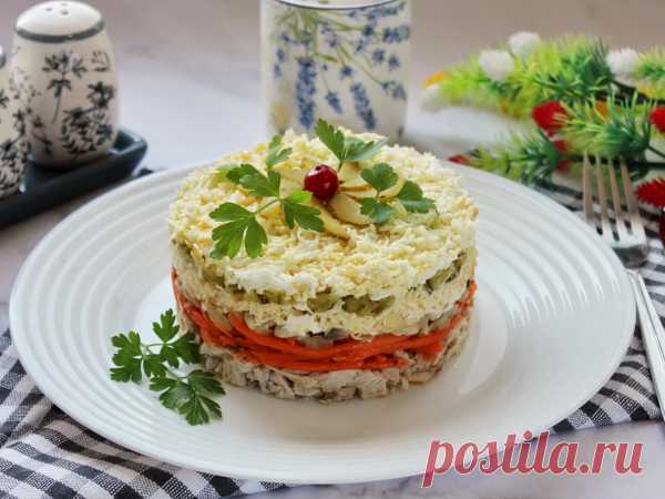 Салат «Императрица» с курицей и корейской морковью — рецепт с фото пошагово