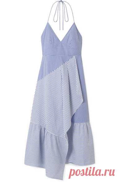 Tibi | Striped cotton-blend poplin halterneck dress | NET-A-PORTER.COM