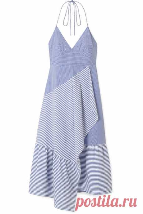 Tibi | Striped cotton-blend poplin halterneck dress | NET-A-PORTER.COM