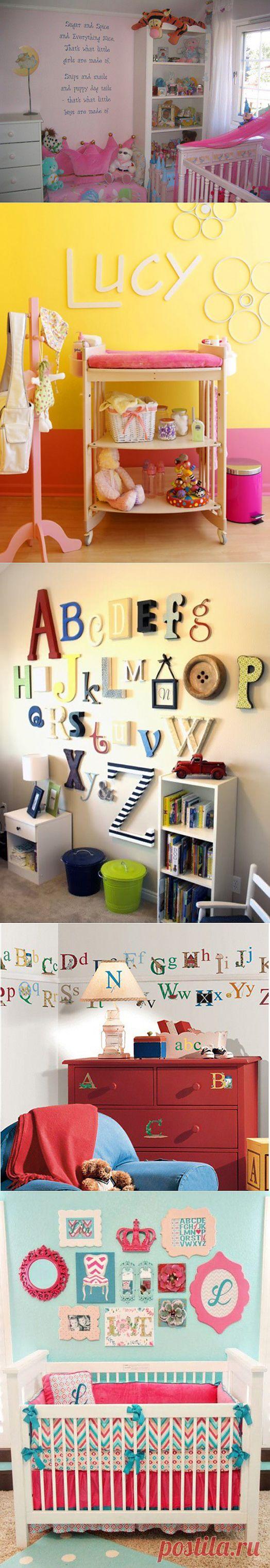 Шестнадцать оригинальных идей оформления стены в детской комнате буквами и надписями