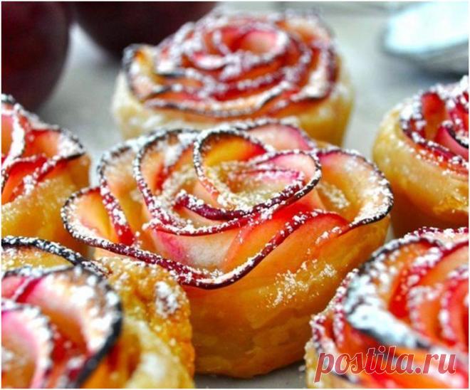 Розы из яблок. Красивое лакомство » Женский Мир