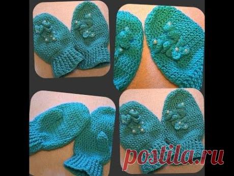 варежки крючком на 4 года -  crochet mittens for 4 years