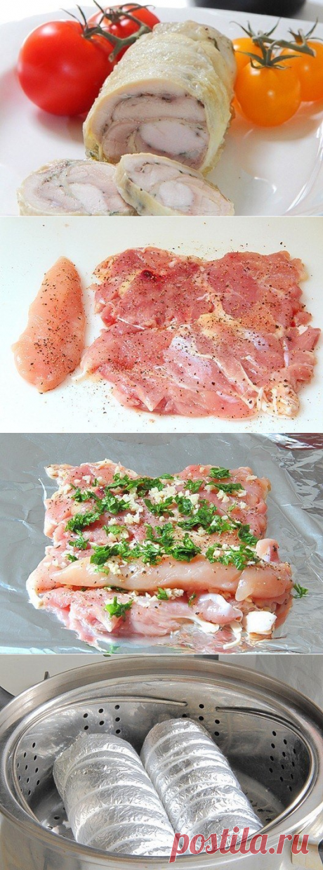 Паровой куриный рулет.