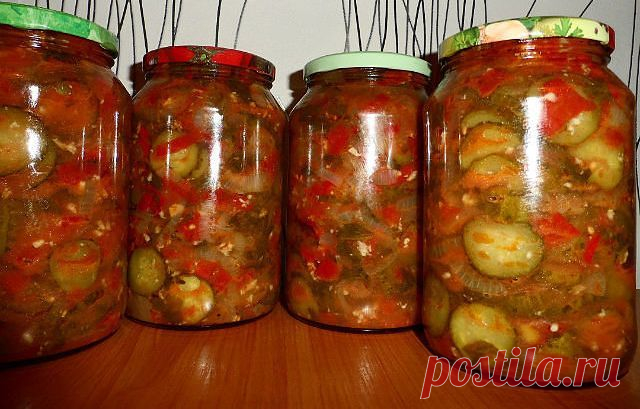 Салат из овощей в собственном соку на зиму..