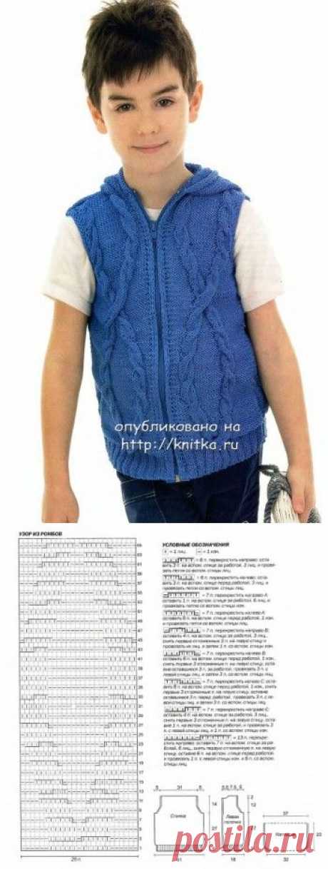 Вязаный жилет для мальчика, Вязание для детей