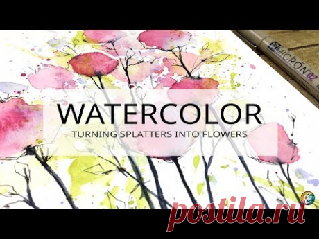 watercolor for beginners: splatters + doodles = easy florals