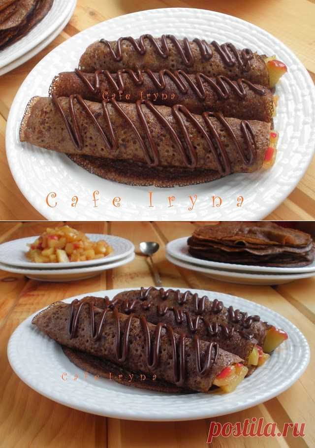 ШОКОЛАДНЫЕ БЛИНЧИКИ С ЯБЛОКАМИ ОТ КОРКУНОВА.