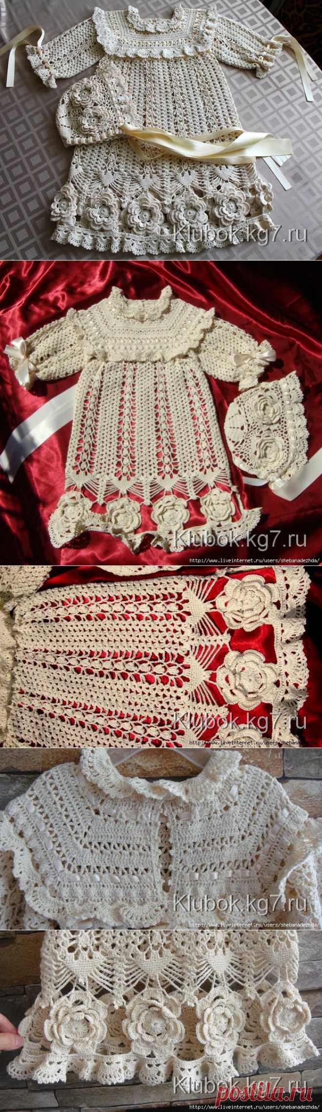 Платье и чепец для девочки. Размер на 6-12 мес. | Клубок