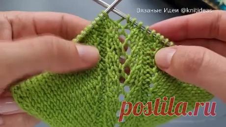 Простая ажурная линия реглана из 9 - ти петель