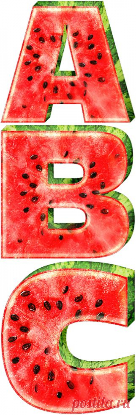Клипарт Алфавит Melon Slices Части арбуза на прозрачном фоне