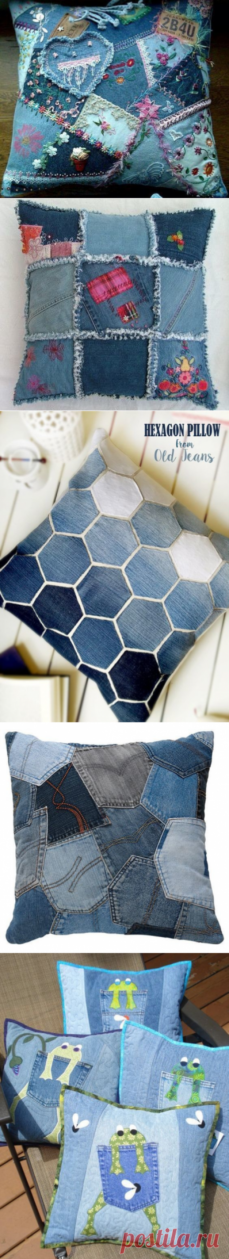 Декоративные подушки из джинс