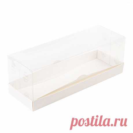 Коробка для рулета, белая с пластиковой крышкой,35*12*12 см с бесплатной доставкой по Москве
