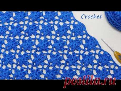 Цветочный УЗОР КРЮЧКОМ всего 2 ряда!!!  легкое ВЯЗАНИЕ для новичков EASY Crochet for beginners