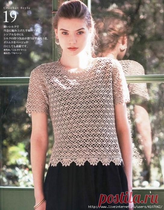 ЛЕТНИЙ АЖУРНЫЙ ДЖЕМПЕР. КРЮЧОК.