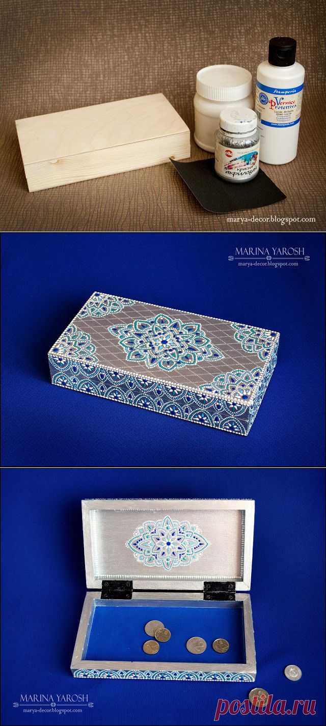 Mar`Ya Decor: МК по росписи купюрницы "Серебряный мотив"