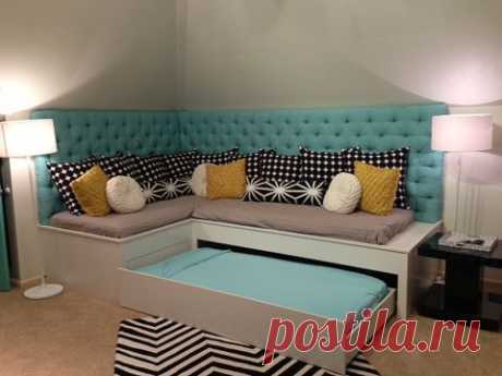 (1) Love this corner seating and trundle for a playroom or extra room! | Home Improvement